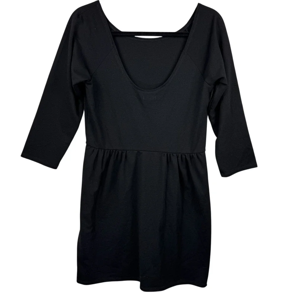 American‎ Eagle Dress Womens Large Black 3/4 Sleeve Scoop Neck Minimalist
